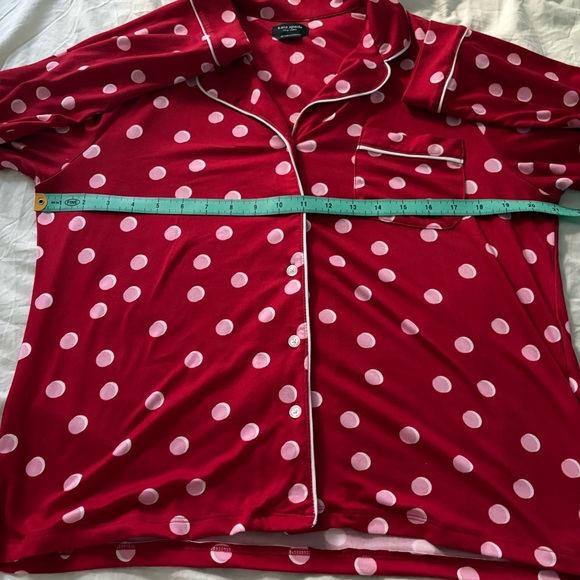 Kate Spade Red Pink Polka Dot Pajama Set Long Sleeve Pants Valentine - Picture 9 of 15